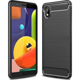 Microcase Samsung Galaxy A10 Brushed Carbon Fiber Silikon Siyah Kılıf