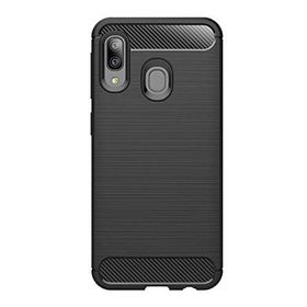 Microcase Samsung Galaxy A20 Brushed Carbon Fiber Siyah Silikon Kılıf