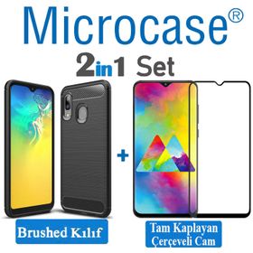 Microcase Samsung Galaxy A20 Brushed Carbon Fiber Siyah Silikon Kılıf