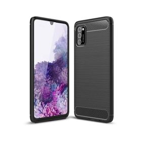 Microcase Samsung Galaxy A20 Brushed Carbon Fiber Siyah Silikon Kılıf