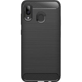 Microcase Samsung Galaxy A30 Brushed Carbon Fiber Silikon Siyah Kılıf