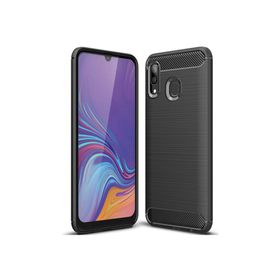 Microcase Samsung Galaxy A30 Brushed Carbon Fiber Silikon Siyah Kılıf