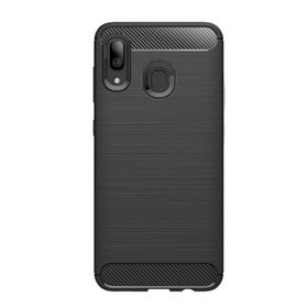 Microcase Samsung Galaxy A30 Brushed Carbon Fiber Silikon Siyah Kılıf