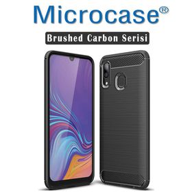 Microcase Samsung Galaxy A30 Brushed Carbon Fiber Silikon Siyah Kılıf