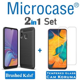 Microcase Samsung Galaxy A30 Brushed Carbon Fiber Silikon Siyah Kılıf