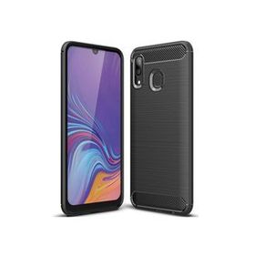 Microcase Samsung Galaxy A30 Brushed Carbon Fiber Silikon Siyah Kılıf