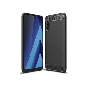Microcase Samsung Galaxy A50 Brushed Carbon Fiber Silikon Siyah Kılıf