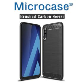 Microcase Samsung Galaxy A50 Brushed Carbon Fiber Silikon Siyah Kılıf