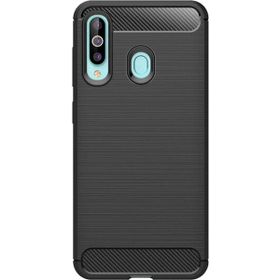 Microcase Samsung Galaxy A60 Brushed Carbon Fiber Siyah Silikon Kılıf