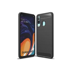 Microcase Samsung Galaxy A60 Brushed Carbon Fiber Siyah Silikon Kılıf