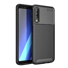 Microcase Samsung Galaxy A7 2018 Maxy Serisi Carbon Fiber TPU Siyah Silikon Kılıf