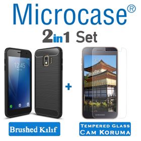 Microcase Samsung Galaxy J2 Core Brushed Carbon Fiber Silikon Siyah Kılıf
