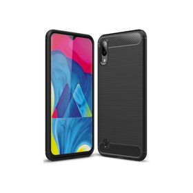 Microcase Samsung Galaxy M10 Brushed Carbon Fiber Silikon Siyah Kılıf
