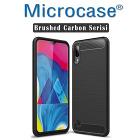 Microcase Samsung Galaxy M10 Brushed Carbon Fiber Silikon Siyah Kılıf