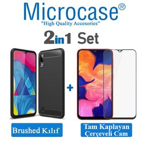Microcase Samsung Galaxy M10 Brushed Carbon Fiber Silikon Siyah Kılıf