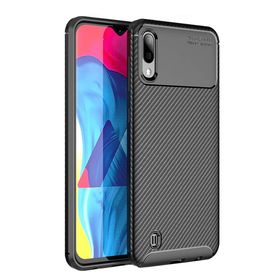 Microcase Samsung Galaxy M10 Maxy Serisi Carbon Fiber TPU Siyah Silikon Kılıf