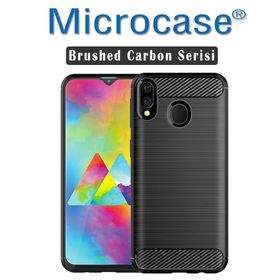 Microcase Samsung Galaxy M20 Brushed Carbon Fiber Silikon Kılıf