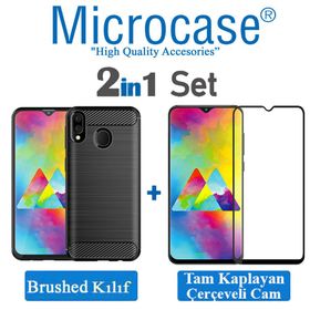 Microcase Samsung Galaxy M20 Brushed Carbon Fiber Silikon Kılıf
