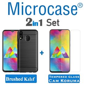 Microcase Samsung Galaxy M20 Brushed Carbon Fiber Silikon Kılıf