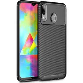 Microcase Samsung Galaxy M20 Maxy Serisi Carbon Fiber TPU Siyah Silikon Kılıf
