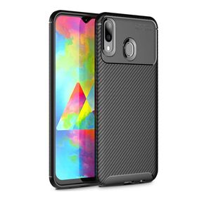 Microcase Samsung Galaxy M20 Maxy Serisi Carbon Fiber TPU Siyah Silikon Kılıf