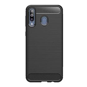 Microcase Samsung Galaxy M30 Brushed Carbon Fiber Siyah Silikon Kılıf