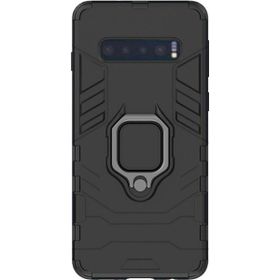 Microcase Samsung Galaxy S10 Batman Serisi Yüzük Standlı Armor Siyah Kılıf