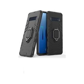 Microcase Samsung Galaxy S10 Batman Serisi Yüzük Standlı Armor Siyah Kılıf