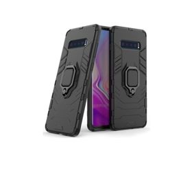 Microcase Samsung Galaxy S10 Batman Serisi Yüzük Standlı Armor Siyah Kılıf