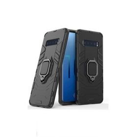 Microcase Samsung Galaxy S10 Batman Serisi Yüzük Standlı Armor Siyah Kılıf