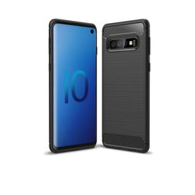 Microcase Samsung Galaxy S10 Brushed Carbon Fiber Silikon Kılıf