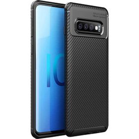 Microcase Samsung Galaxy S10 Maxy Serisi Carbon Fiber TPU Siyah Silikon Kılıf