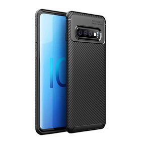 Microcase Samsung Galaxy S10 Maxy Serisi Carbon Fiber TPU Siyah Silikon Kılıf