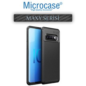 Microcase Samsung Galaxy S10 Maxy Serisi Carbon Fiber TPU Siyah Silikon Kılıf