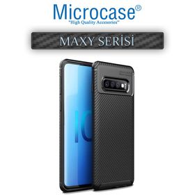 Microcase Samsung Galaxy S10 Maxy Serisi Carbon Fiber TPU Siyah Silikon Kılıf