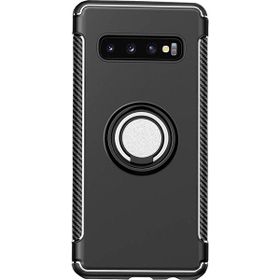 Microcase Samsung Galaxy S10 Yüzük Standlı Armor Silikon Siyah Kılıf