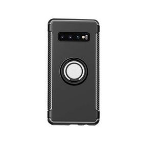 Microcase Samsung Galaxy S10 Yüzük Standlı Armor Silikon Siyah Kılıf