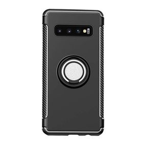 Microcase Samsung Galaxy S10 Yüzük Standlı Armor Silikon Siyah Kılıf