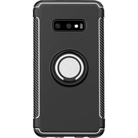 Microcase Samsung Galaxy S10E Yüzük Standlı Armor Silikon Siyah Kılıf
