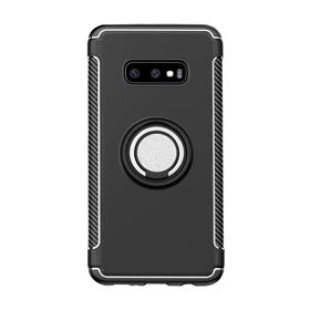Microcase Samsung Galaxy S10E Yüzük Standlı Armor Silikon Siyah Kılıf