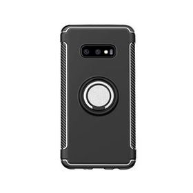 Microcase Samsung Galaxy S10E Yüzük Standlı Armor Silikon Siyah Kılıf