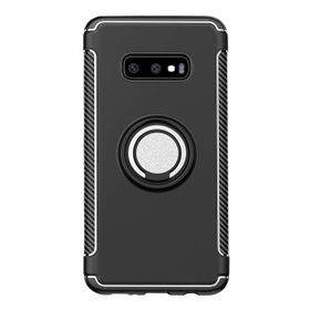 Microcase Samsung Galaxy S10E Yüzük Standlı Armor Silikon Siyah Kılıf