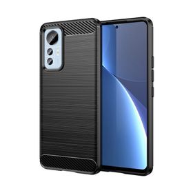 Microcase Xiaomi 12 Lite Brushed Carbon Fiber Silikon Siyah Kılıf