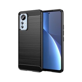 Microcase Xiaomi 12 Lite Brushed Carbon Fiber Silikon Siyah Kılıf
