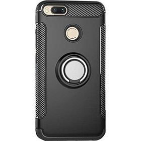 Microcase Xiaomi Mi 5X A1 Yüzük Standlı Armor Silikon Tempered Cam + Kılıf