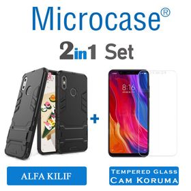 Microcase Xiaomi Mi 8 Alfa Serisi Armor Standlı Perfect Protect Koruma Kılıf