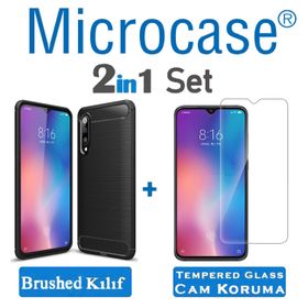 Microcase Xiaomi Mi 9 Explorer Brushed Carbon Fiber Silikon Siyah Kılıf