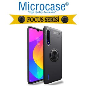 Microcase Xiaomi Mi 9 Focus Serisi Yüzük Standlı Siyah Silikon Kılıf