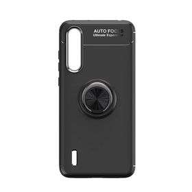 Microcase Xiaomi Mi 9 Focus Serisi Yüzük Standlı Siyah Silikon Kılıf