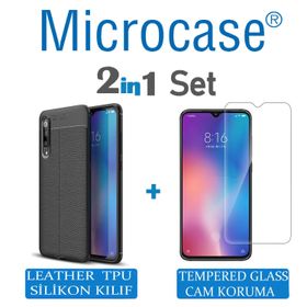 Microcase Xiaomi Mi 9 Leather Tpu Silikon Siyah Kılıf